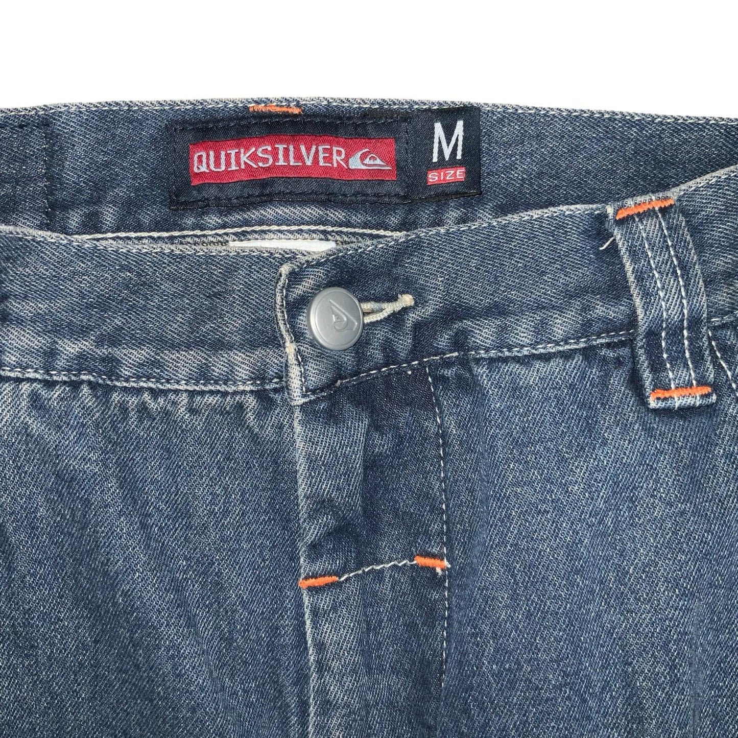 Y2K 'Quicksilver' Blue Denim Skater Faded Spell-Out Carpenter Fit Jeans 31W 31L