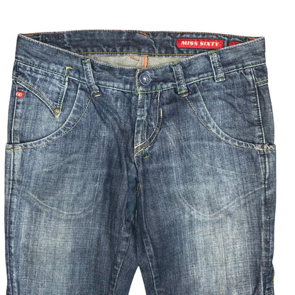 Y2K 'Miss Sixty' Blue Distressed Wash Vargo Bootcut Denim Jeans 30W 30L