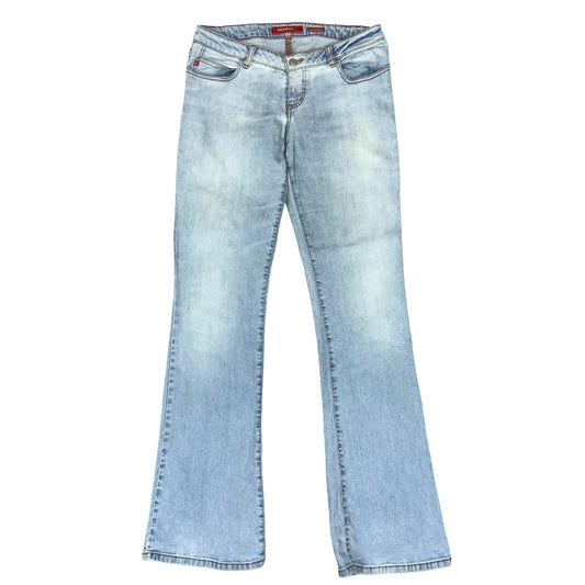 Y2K 'Miss Sixty' Light Blue Stonewash Flared Low Rise Denim Jeans 31W 33L UK12