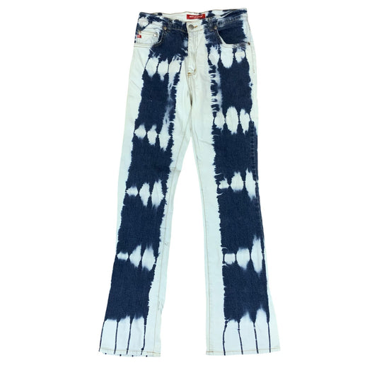 Y2K 'Miss Sixty' Blue White Tie Dye Acid Wash Mid-Rise Denim Jeans 27W 30L UK10