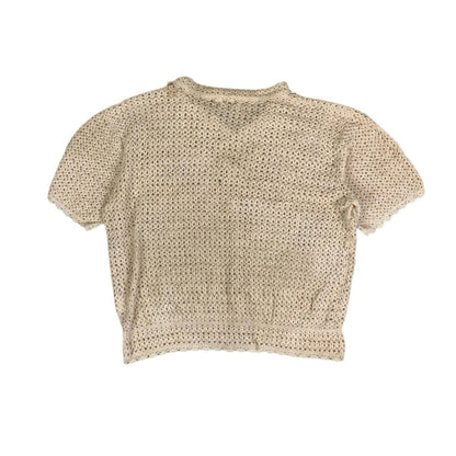 Vintage 90s Y2K ‘Blueberry Farm’ Cream Crochet Floral Top 12 14