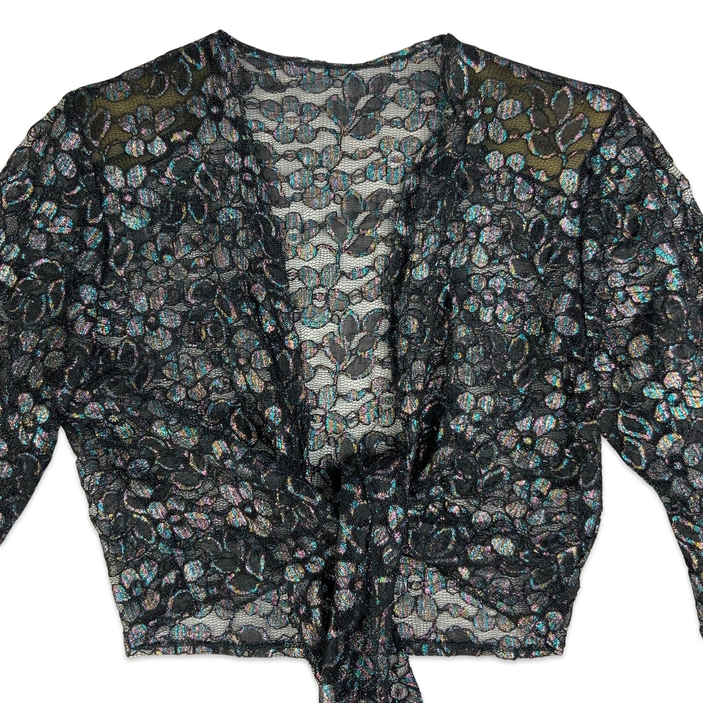 80s Black Floral Cropped Bolero