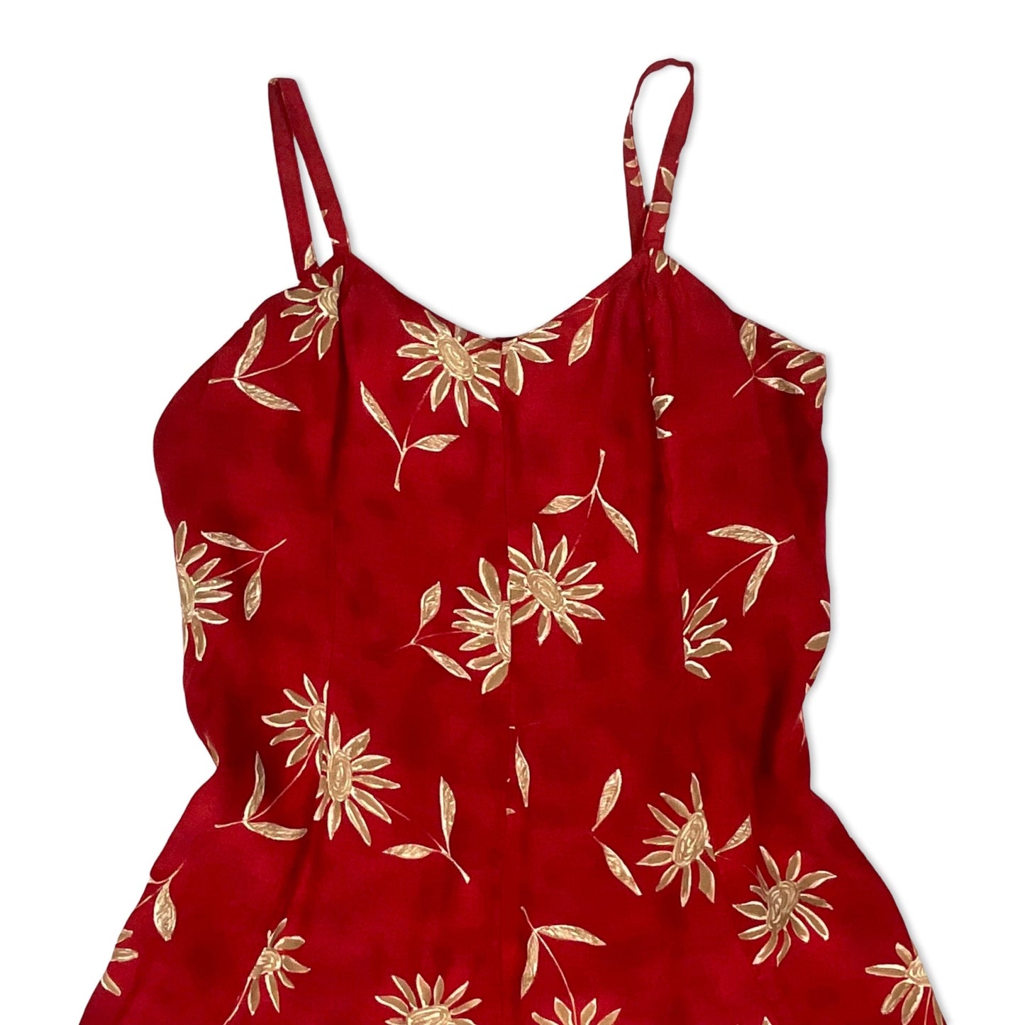 Vintage Red & Brown Floral Mini Dress 6 8