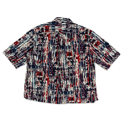 Vintage White Red & Blue Print Shirt S M