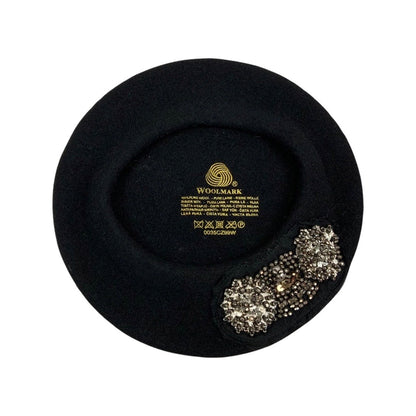 Vintage Woolmark Silver Embellished Beret