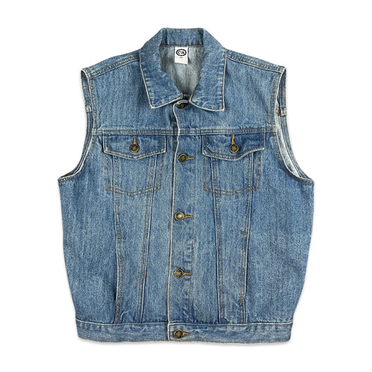 Vintage 90s Light Denim Gilet Waistcoat Jacket  10 12