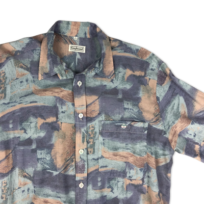 Vintage 80s Pastels Abstract Print Shirt M
