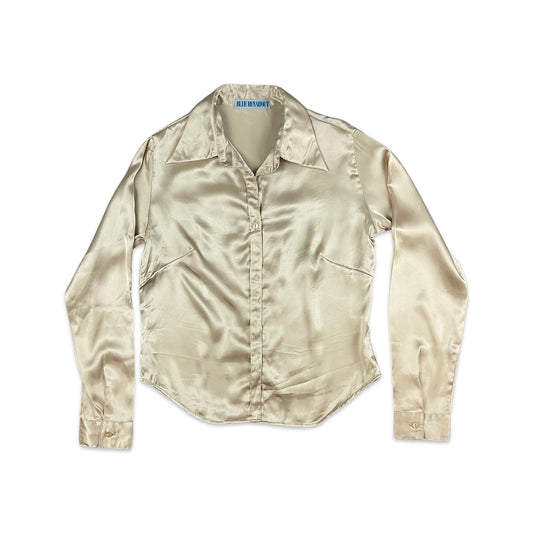 Vintage 90s Gold Champagne Satin Blouse 8 10