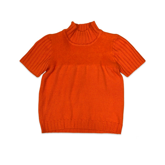 Vintage Orange Knit Turtle Neck Crop Jumper 6 8