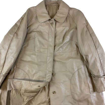 Vintage 60s Tan Dog Ear Collar Swing Leather Coat M L 14 16 18