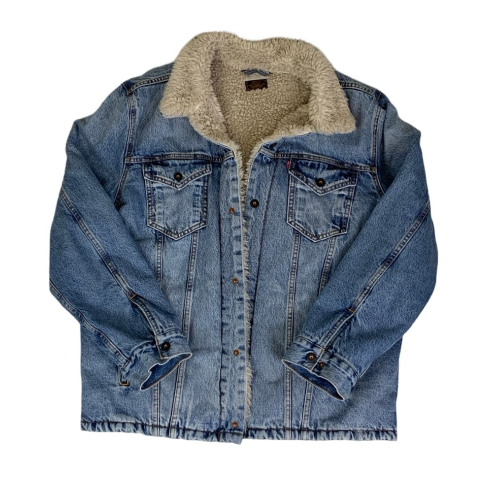 Vintage 90s Levi's Skateboarding Collection Sherpa Denim Jacket XL