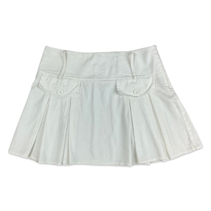 Vintage 90s White Pleated Mini Skirt 12 14