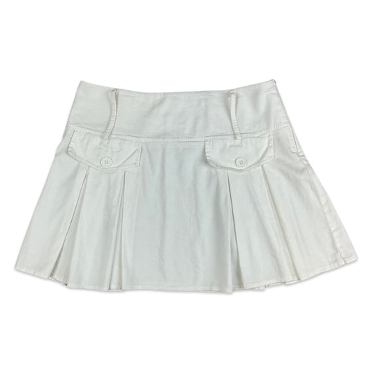 Vintage 90s White Pleated Mini Skirt 12 14