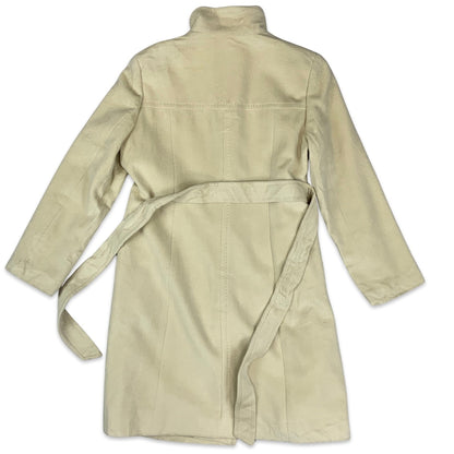 Vintage Belted Wool Coat Beige 10 12 14