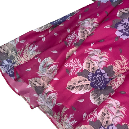 Vintage 70s 80s ‘Trevira’ Pink White Purple Floral Aline Layered Swing Dress 14