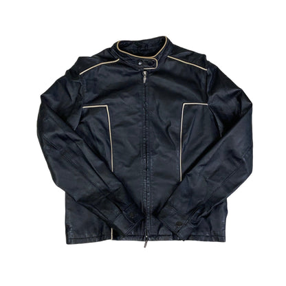 Vintage 90s Pelle Black Leather Biker Jacket 12 S