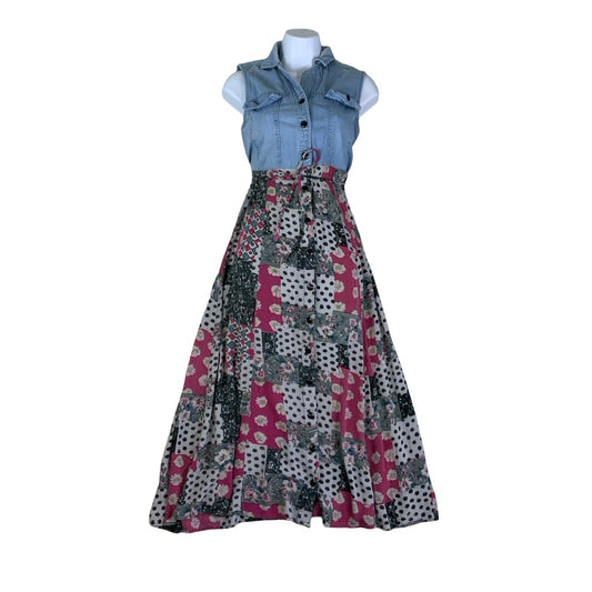 Vintage 90s Y2K ‘Lela Collection’ Patchwork Floral Midi Sleeveless Summer Shirt