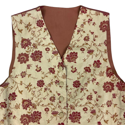 Vintage Orange & Cream Floral Waistcoat 12