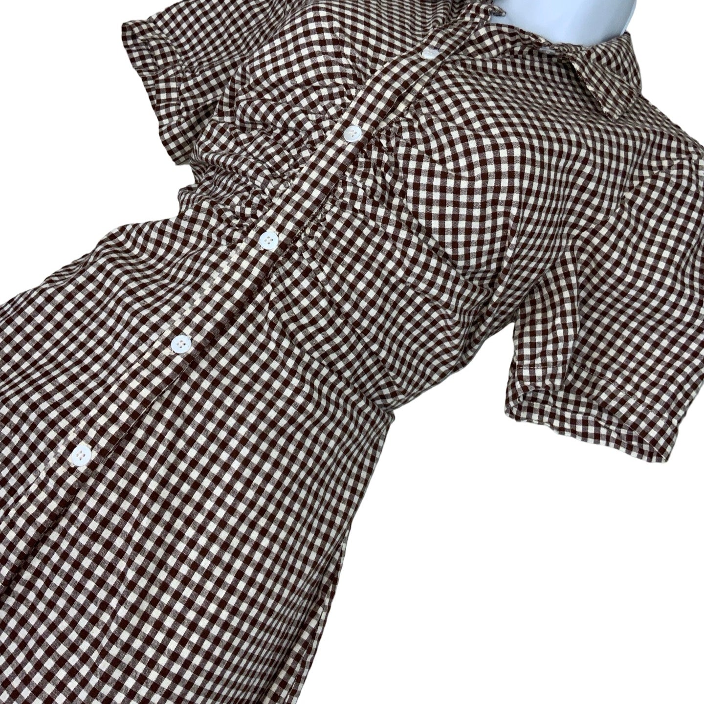 Vintage 90s Y2K Brown White Check Maxi Summer Dress 10 12