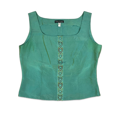 Vintage Blue Iridescent Bustier Corset Top 6 8 10