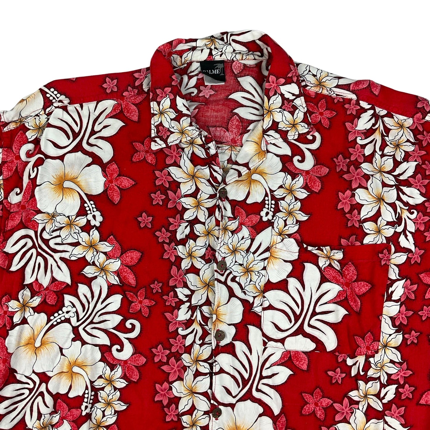 Vintage Red & White Hawaiian Short Sleeve Shirt M L