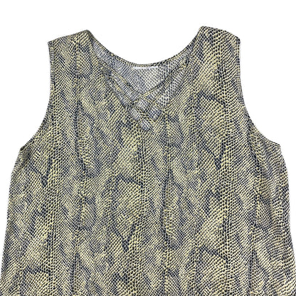 90s Y2K Green & Black Snake Print Vest Top 8 10 12 14 16