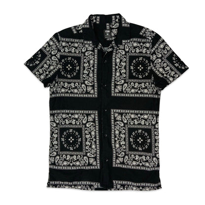 Y2K Black & White Paisley Shirt S