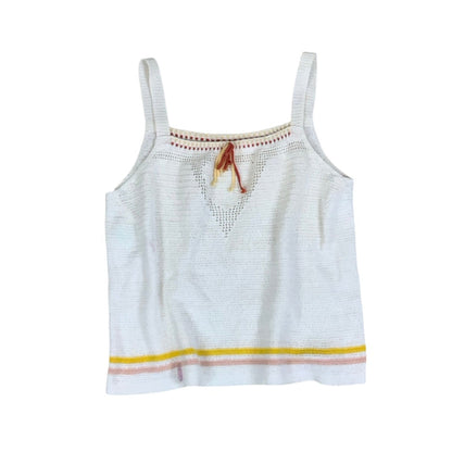 Vintage 90s Y2K White Yellow Orange Tank Top UK 8 10