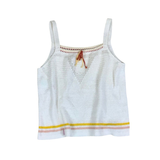 Vintage 90s Y2K White Yellow Orange Tank Top UK 8 10