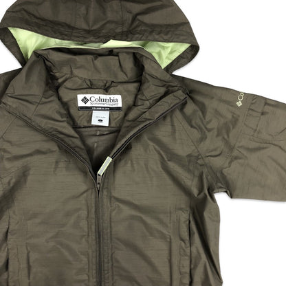 Vintage Columbia Grey and Green Hooded Waterproof Jacket 14 16 18