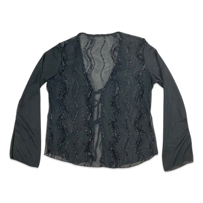 Vintage 90s Sheer Black Long Sleeved Top 10 12 14