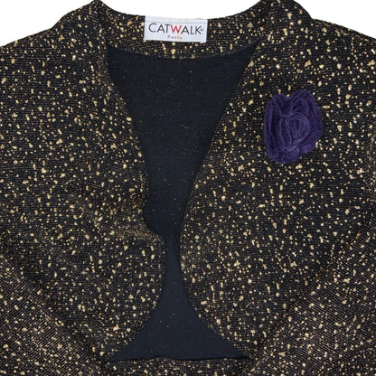Vintage ‘Catwalk’ Black Gold Sparkle Crop Bolero Jacket 8 10 12
