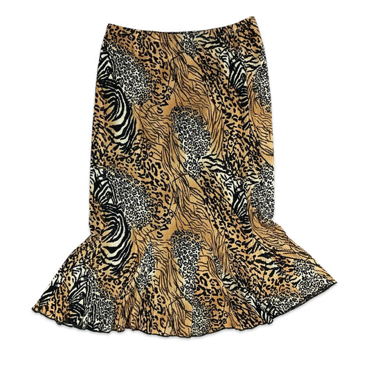 90s Animal Print Mermaid Midi Skirt