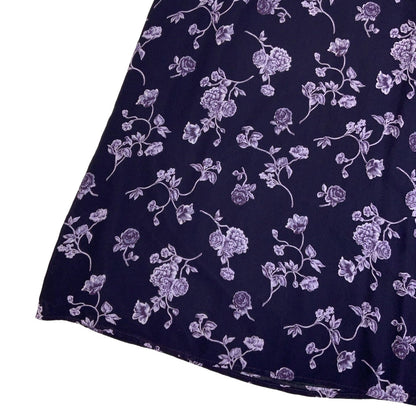 Vintage 90s Y2K ‘Etam’ Purple White Floral Midi Skirt 8 10