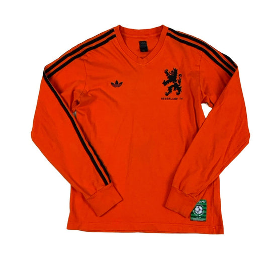 Vintage HOLLAND 1974 Adidas Original Total Football  Orange T-Shirt S