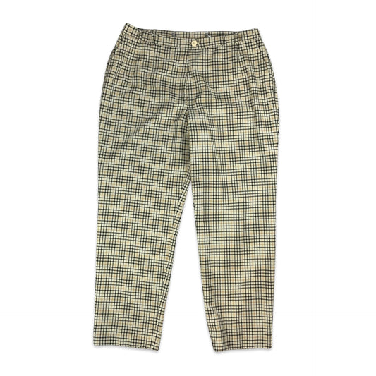 Vintage Beige & Black Tartan Trouser 12 14 16 18