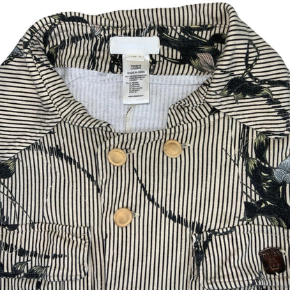 Vintage 80s 90s Diesel Grey Beige Stripe Shirt XS 8 10