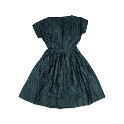 Vintage Teal Diamond Print Evening Dress 6 8