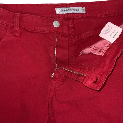 Vintage 70s 80s ‘Fornarina’ High Waisted Red Denim Flared Jeans 10 12