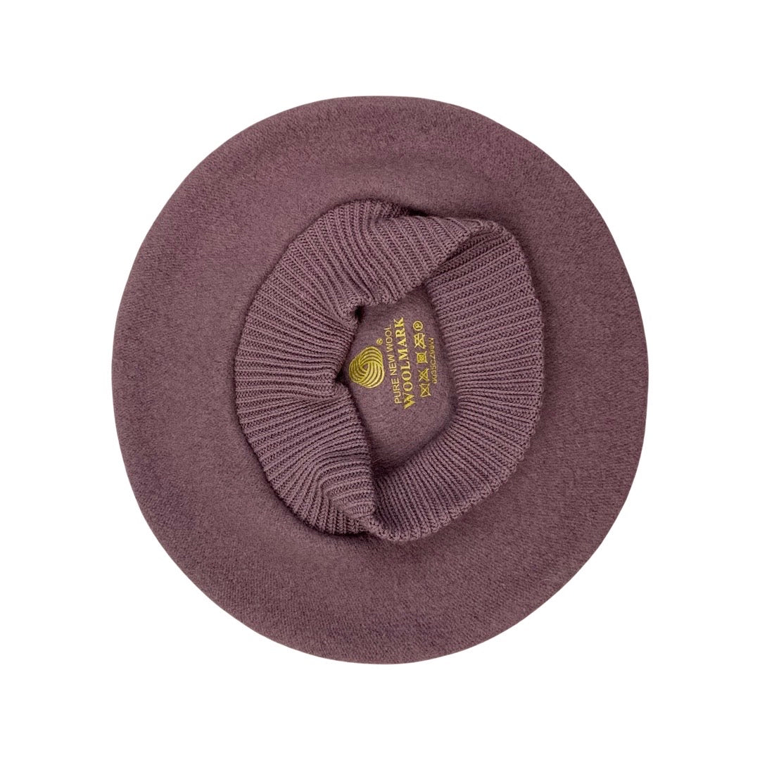 Vintage 80s Mauve Pink Beret