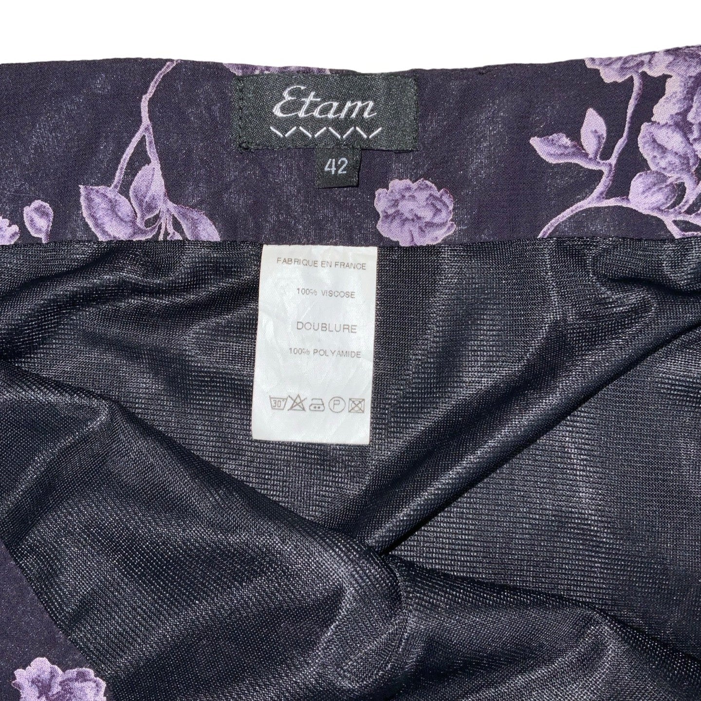 Vintage 90s Y2K ‘Etam’ Purple White Floral Midi Skirt 8 10