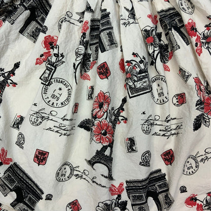Vintage White Black & Red Pleated Skirt 10