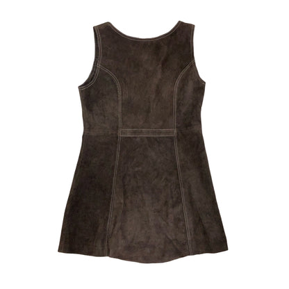 90s Y2K ‘Rocky’ Original Wear Brown Suede Sleeveless Mini Dress 10 12