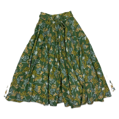 Vintage Green Floral Midi Skirt 8