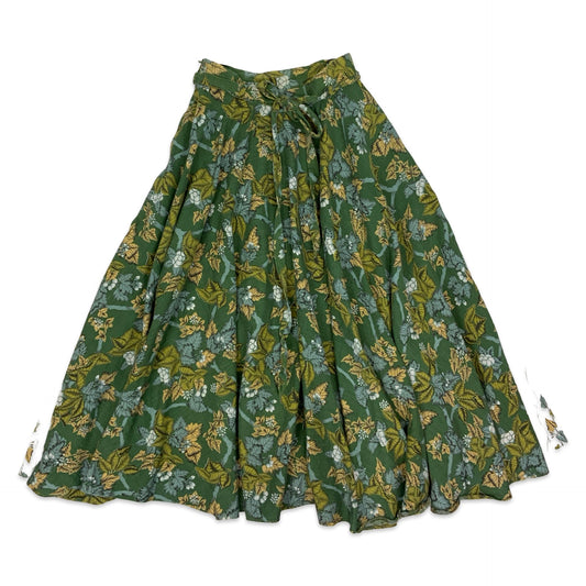 Vintage Green Floral Midi Skirt 8