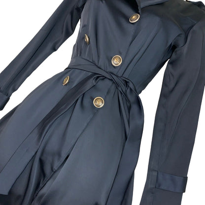 Vintage 90s Navy Blue Military Style Mini Day Dress XS 6
