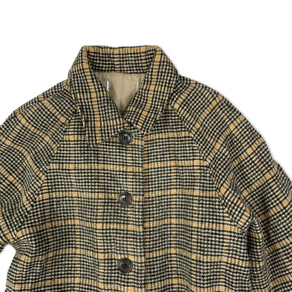 Vintage Y2K Beige and Black Tartan Ladies' Trench Coat 12