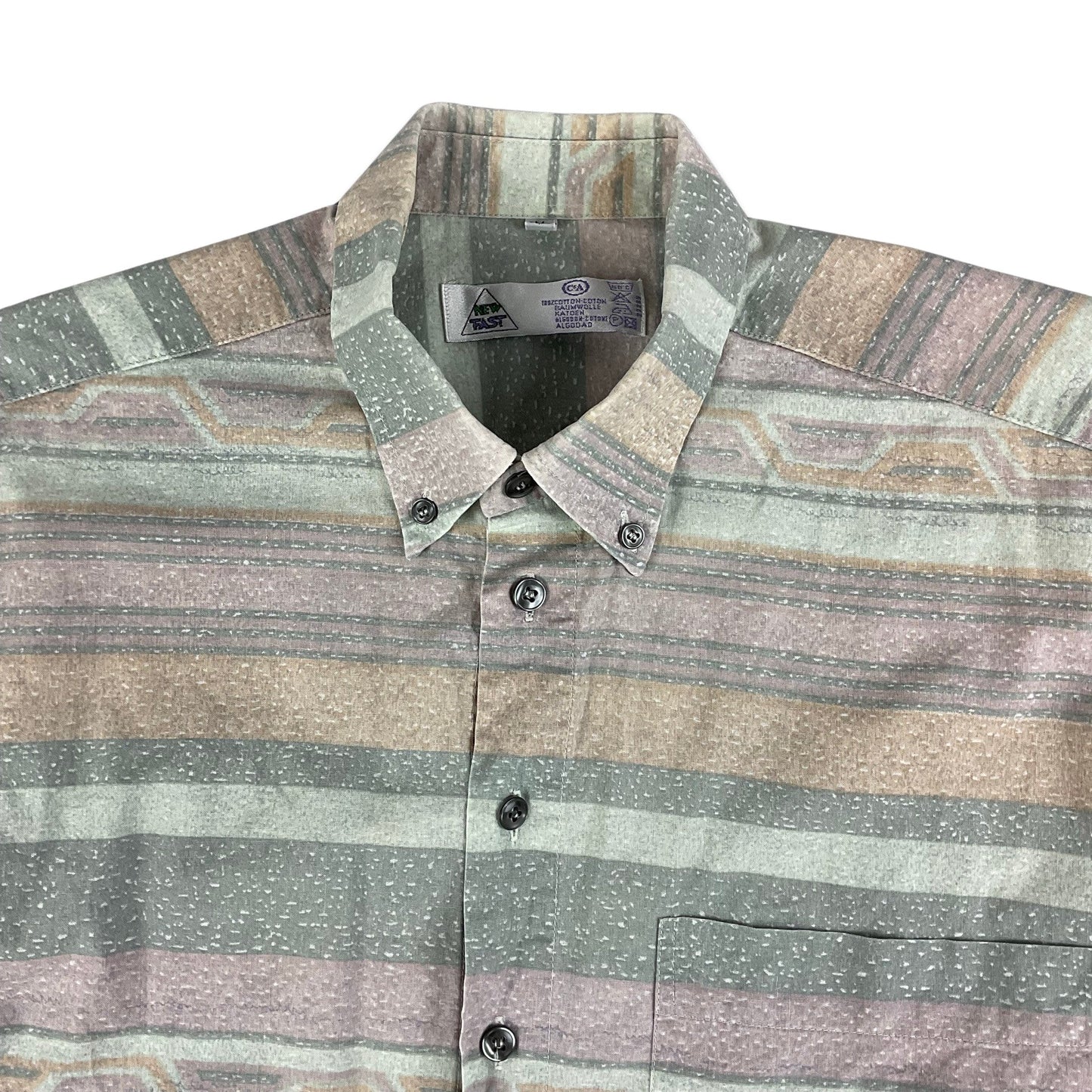 Vintage Pastel Green & Pink Striped Shirt S M