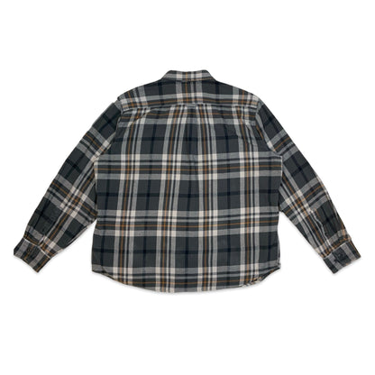 Y2K Woolrich Grey & Orange Plaid Flannel Shirt XXL