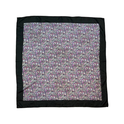 Vintage Black and Lilac Floral Silk Scarf